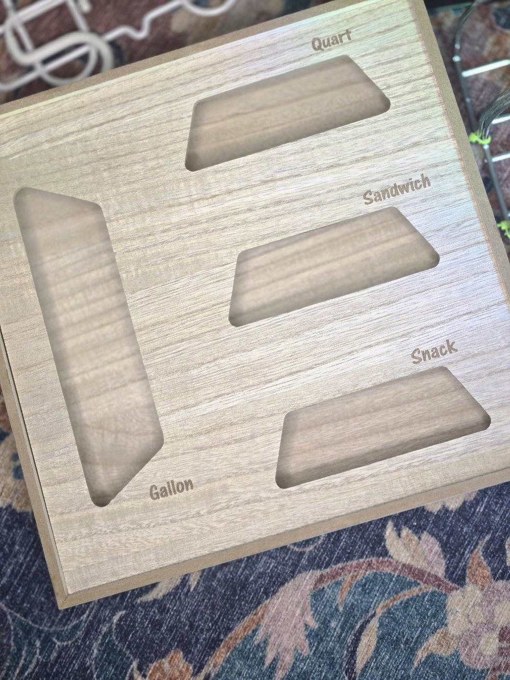Wooden Ziploc Bag Organizer Tray - Natural Wood